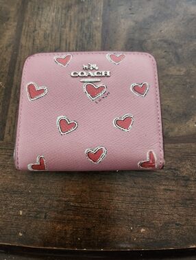 Coach small wallet hearts print